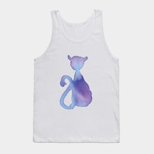 Blue And Purple Sitting Cat Tank Top